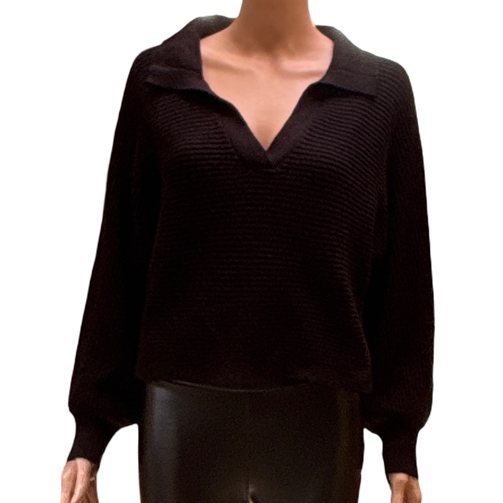 Women's Black V-Neck Long Sleeve Knit Sweater Top Small (3 for $12 item)